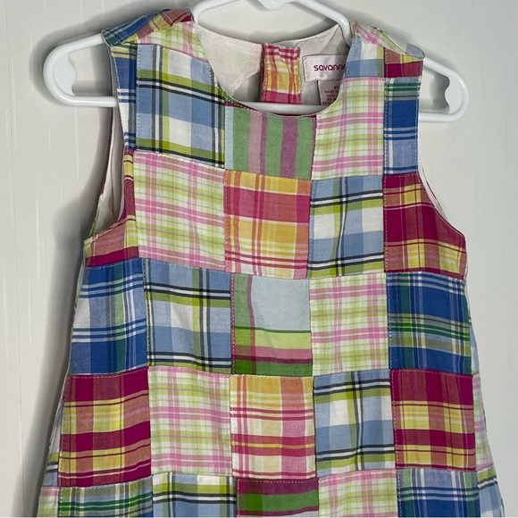 Savannah Girls Patchwork Ruffle Dress Multicolor Lined Cotton Size 5T - Picture 3 of 12